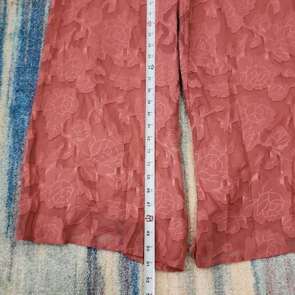 Lulus Womens Rose Floral Chiffon Jumpsuit Sleeveless Burnout Pink Small Size - Picture 4 of 10